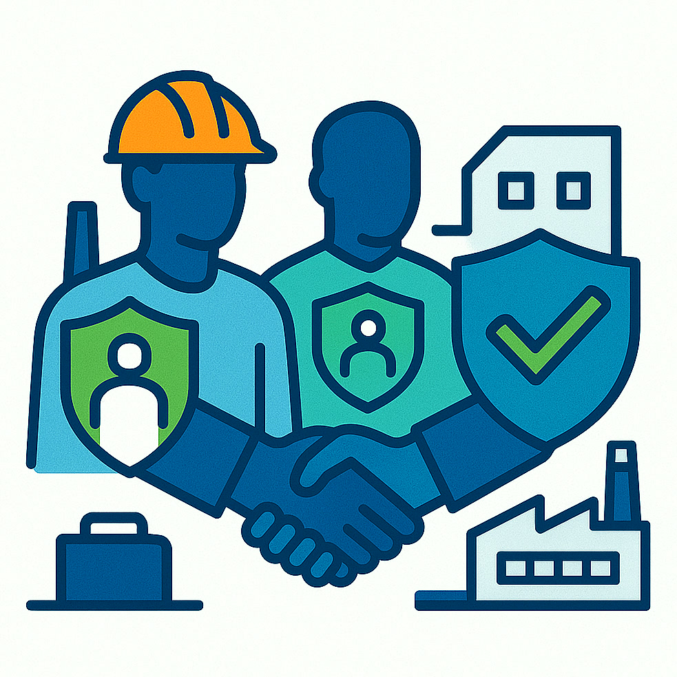 Ilustración de derechos humanos, trabajo justo, seguridad y responsabilidad en el lugar de trabajo